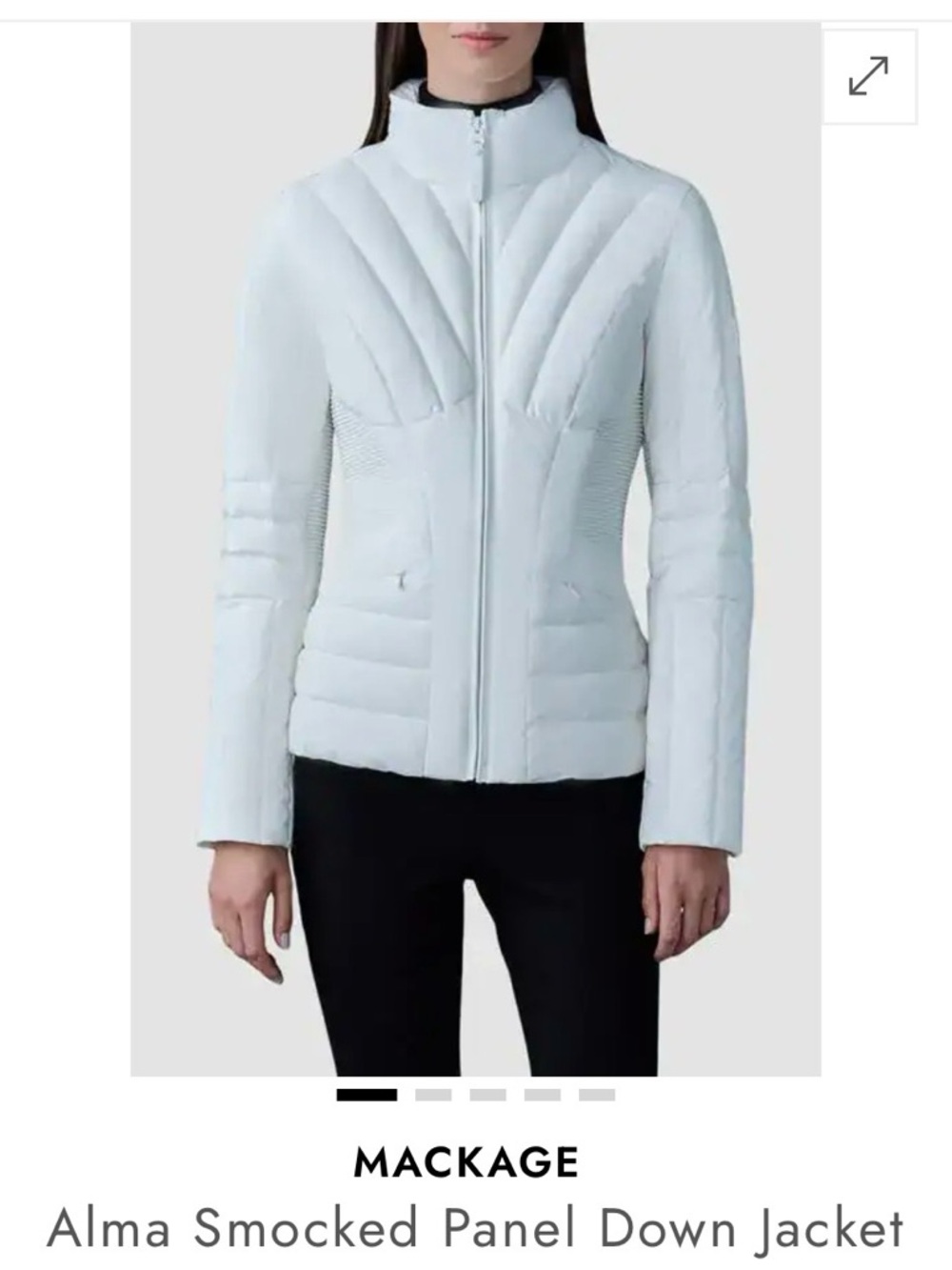 Mackage White Smocked Panel Down Puffer Jacket Sz S New No Tag